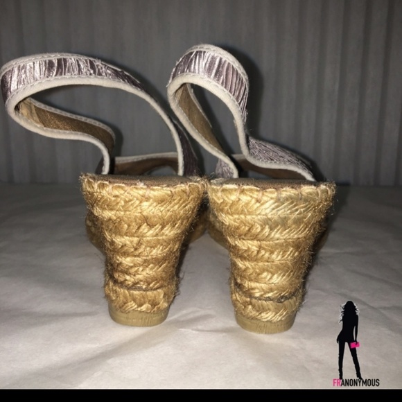 Silver Wedge Espadrille Sling Backs 7 - Picture 5 of 6
